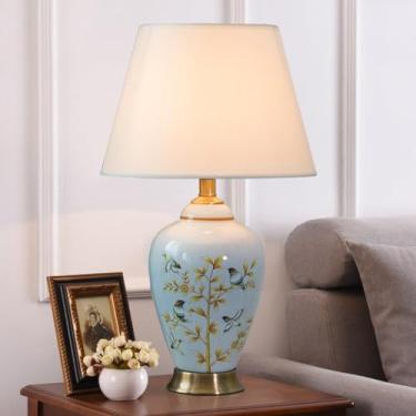 Imagem de Porcelain Blue and White Vase 21 Inch Chinoiserie Vintage Ceramic Oriental Vase Chinese Handmade Classic Flower Decor for Home Office Bookshelf Table/Ginger jar table lamp(4-H55xD33CM)