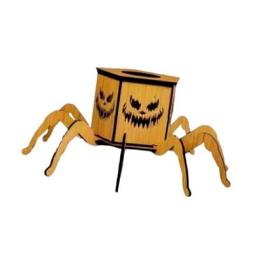 Imagem de IEUDNS Porta-velas de Halloween, presente, enfeite de presente, lanterna de aranha de madeira para o dia dos namorados, sala de jantar de fazenda, hotel