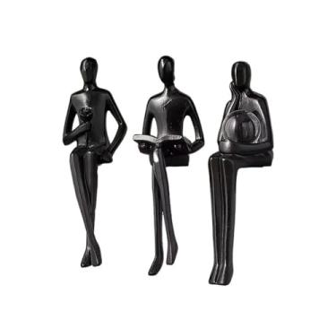 Imagem de Moderno simples abstrato figura ornamentos de luxo armário tv refrigerador vinho entrada sala estar estudo estante casa decorações Arte Decorativa(Preto)