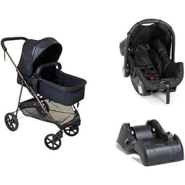 Imagem de Carrinho de Bebe Infantil Berço Passeio Moises Reversível Bebê Conforto Base Auto Napoli Galzerano