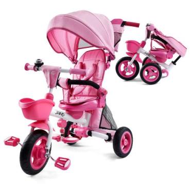 Imagem de Triciclo JMMD Baby 7 em 1 dobrável com alça para pais, rosa de 18 a 5 