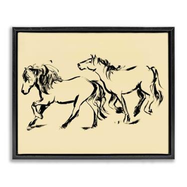 Imagem de Stupell Industries Cavalos em Movimento Galope Preto Emoldurado Tela Flutuante Design de Arte de Parede por Victoria Barnes, 25 x 31
