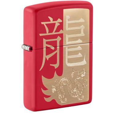 Imagem de Zippo Year of The Dragon 2024 Isqueiro de bolso vermelho fosco