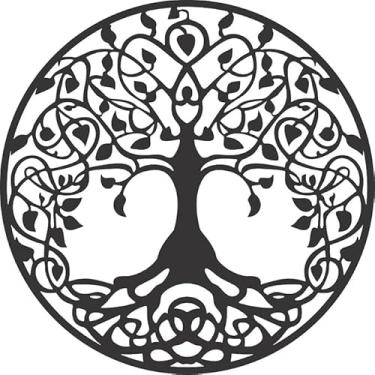 Imagem de Quadro Mandala Árvore Da Vida Em Mdf Preto 40 Cm Decoração