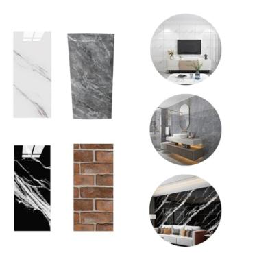 Imagem de Placa Adesiva para Parede Cozinha,Placa Adesiva 3d Parede Autocolante Kit com 10 Placas 30x60cm Quarto Sala Cozinha Banheiro(Branco/Mármore)