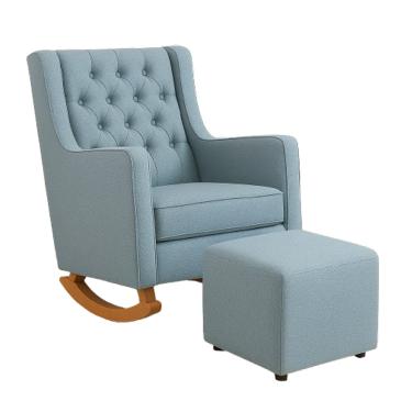 Imagem de Poltrona Sofá Cadeira Amamentação Balanço C Puff Pés Madeira 