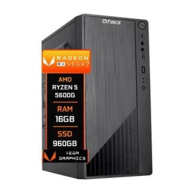 Imagem de Computador Amd Ryzen 5 5600g, 16GB DDR4, Radeon Vega 7 Graphics, SSD 960GB, Fonte ATX 350W, Windows 10 Trial