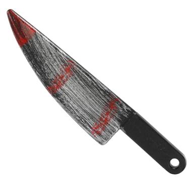 Imagem de MULSAME Faca falsa de Halloween – Faca de açougueiro realista de 40 cm para cosplay, acessório de pegadinha de plástico seguro para fantasia de fantasma e acessórios de filmes de terror