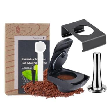 Imagem de FOXNSK Adaptador de cápsula de café reutilizável, adaptador de cápsula de café recarregável, conversor de cápsulas de café para Dolce Gusto edgLUMIO DG325 com calcadeira de café de 41 mm e suporte