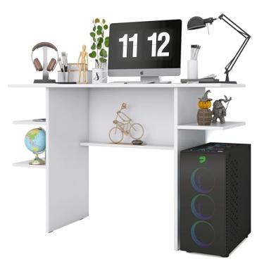 Imagem de Mesa para Computador Gamer com Prateleiras, RGB, Comporta Ventiladores, Design Moderno, Branca