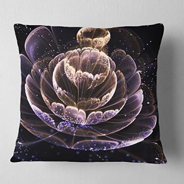 Imagem de Designart flor fractal ideal roxa com pólen floral sala de estar, sofá, almofada de alta qualidade + capa de almofada impressa em ambos os lados 40 x 40 cm
