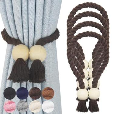 Imagem de Cortina de algodão magnético Nieffeiy, tecido à mão, pacote com 4