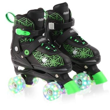 Imagem de Nattork Patins para meninos, meninas, crianças, 4 tamanhos, quadriciclos ajustáveis com rodas iluminadas, presente de aniversário para meninos, crianças, iniciantes, ambientes internos e externos