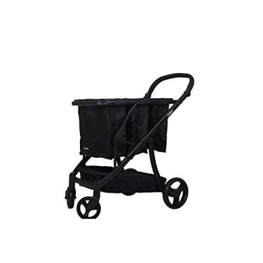 Imagem de GreenCart Carrinho de compras dobrável para mantimentos com 3 sacos de compras reutilizáveis, fácil de usar em lojas, carrinho utilitário comporta 45 kg (moldura preta + 3 cestas pretas)