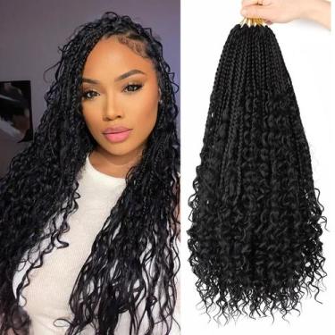 Imagem de Crochet Hair LYCSOU Goddess Box Braids 1B 45cm, 8 pacotes