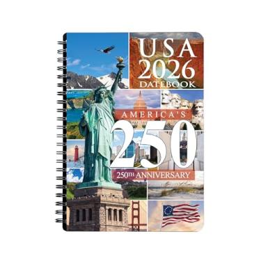 Imagem de Agenda de fotos e planejador de cidades dos EUA 2026 – Guia de recursos com visualizações diárias, semanais e mensais Guia de caderno de viagem multiuso e mapas de estado de diário de aventura