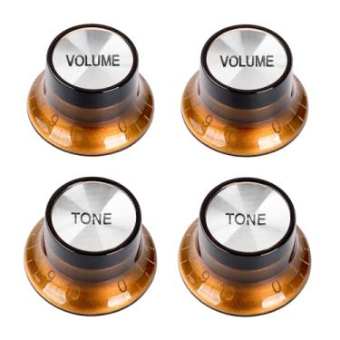Imagem de Banworks Botões de controle de guitarra estilo anos 60, métrico, 18 estrias, 2 tons, 2 tons, botões de velocidade, topo de alumínio, 6 mm (15/162.6 cm) para guitarras elétricas Epiphone Les Paul SG 4