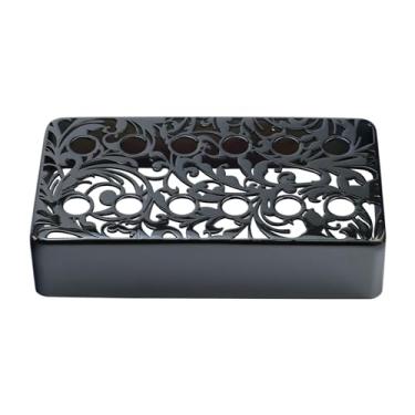 Imagem de OVSAL Capas de captador de guitarra elétrica de latão pretas 52 mm Spcing 6 cordas capas de captador de ponte de guitarra Humbucker compatível com peças de reposição para guitarra elétrica Les Paul Lp
