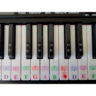 Imagem de Adesivos de teclado de piano 37/49/61/76/88 teclas eletrônicas ou tamanho completo adesivos transparentes para iniciantes, instruções incluídas