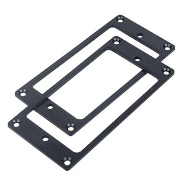 Imagem de 2 peças de metal plano Humbucker anel de montagem ponte e captador de pescoço capa de substituição para guitarra elétrica LP SG (preto)