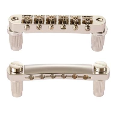 Imagem de Conjunto de ponte de selim e barra de parada para guitarra elétrica Tune-O-Matic com trava de clipe para Les Paul/SG/ES/Dot Nickel
