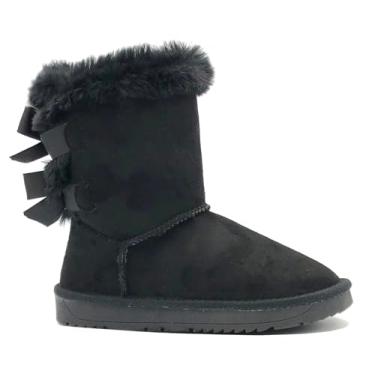 Imagem de Botas de Neve Clássicas Infantis de Camurça de Pele Sintética Botas de Fivela Fashion Sapatos Externos (Bebê/Criança Pequena/Criança Grande), 450 Black, 3 Big Kid