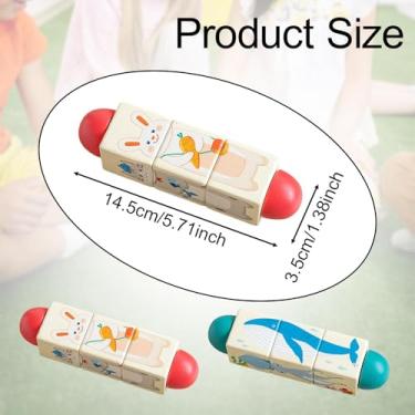 Imagem de YIJU Brinquedo de quebra-cabeça de madeira com reconhecimento de animais, quebra-cabeças, blocos de construção giratórios e giratórios para crianças de 18, Oceano