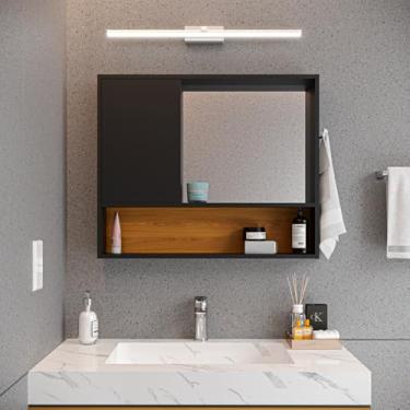 Imagem de Armário de Banheiro com Espelho, Nicho e Porta-Toalha – Duas Cores em 1, Moderno e Funcional (Preto/Freijó)