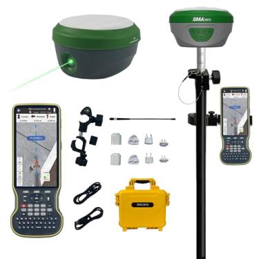 Imagem de Sistema de pesquisa SMA28H Laser RTK GNSS | Precisão de 2 cm | Alcance de laser sem contato com câmeras duplas (máximo de 30 m), vigilância de cena real AR, funciona como estação base para drones, UHF