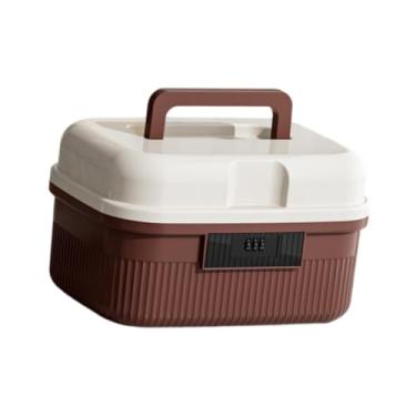 Imagem de Bothyi Caixa de armazenamento com fechadura com combinação de código, segurança conveniente, portátil para armazenar documentos, carro, dormitório, casa, Marrom Avermelhado