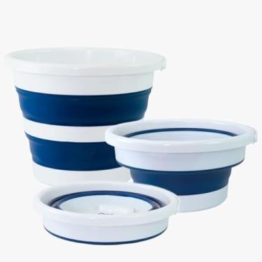 Imagem de Balde Retrátil Dobrável Cinza 12 Litros Silicone Original Multiuso Portátil(Azul)