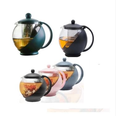 Imagem de Bule Infusor Chaleira Vidro 750ml Inox Jarra Filtro Coador Cha Cafe Cozinha Vintage Luxo