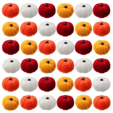Imagem de Simgoing 36 peças de pompons de abóbora de feltro pequeno de 2,5 cm, mini abóboras, multicolorido, outono, feito à mão, guirlanda para artesanato, outono, Ação de Graças, Halloween, decoração de casa