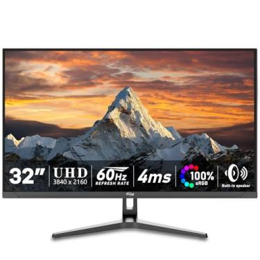 Imagem de GPVHOSO Monitor de computador 4K de 32 polegadas, monitor de jogos UHD de 60 Hz, painel VA, HDR, DCI-P3 86%, 100% sRGB, cuidados com os olhos, Freesync, HDMI/DP e alto-falante embutido, VESA 75 x 75