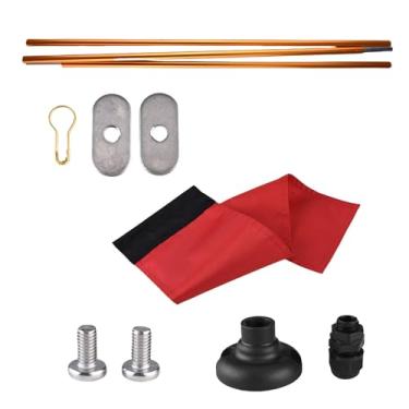 Imagem de RiToEasysports Montagem Rápida, Pano de Alta Visibilidade Oxford, Bandeira de Caiaque de Tamanho Grande Com Base de Segurança Com Base de Parafuso/trilho, Pólo de Alumínio Premium, Leve e Compacto para Iate de Canoa de Caiaque Dinghy (Vermelho)