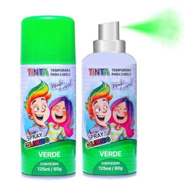 Imagem de Kit 2 Spray Maluco Tinta Colorida Verde Temporária para Cabelo Lavável