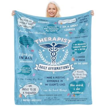 Imagem de JTUOW Melhores presentes de terapeuta, presentes físicos, ocupacionais, respiratórios, massagistas para mulheres, presentes de aniversário de Natal, terapia de saúde mental, cobertor engraçado para