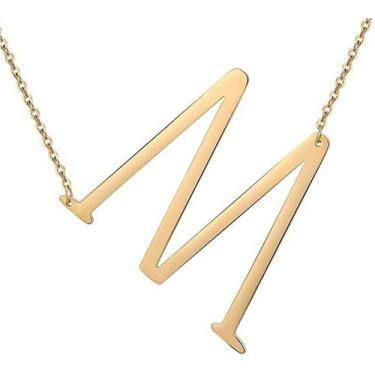 Imagem de Colar de letra de coração de pêssego de aço titânio 26 letras amor cla