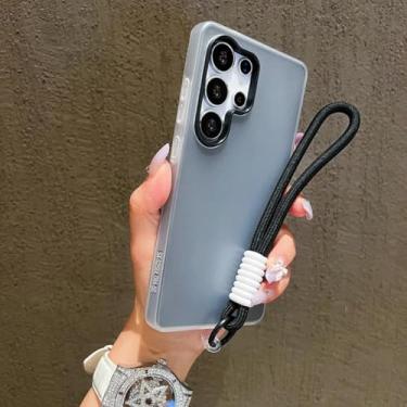 Imagem de Capa de celular 2 em 1 com alça de pulso e cordão em gel para Samsung Galaxy S25 S24 S23 S22 Ultra Plus Fe A26 A35 A54 A16 A56 capa sólida (para Galaxy S25+/preto)