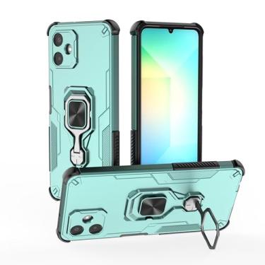 Imagem de SORAKA Capa para Samsung Galaxy A06 com suporte de metal rotativo de 360 graus peça magnética de ferro para suporte magnético de telefone para carro verde