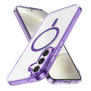 Imagem de Capa traseira magnética para Samsung Galaxy A55 5G, [compatível com MagSafe] Capa fosca translúcida, capa protetora fina à prova de choque (Roxo)