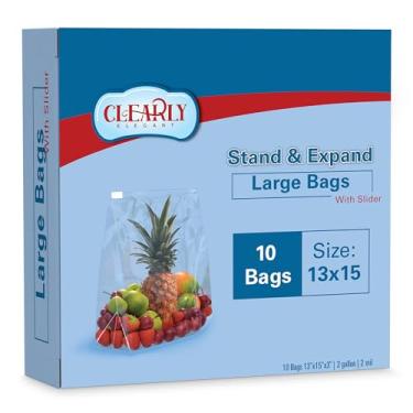 Imagem de Clearly Elegant Sacos de armazenamento de alimentos, sacos de freezer de 2 galões 33 x 38 cm para despensa e preparação de refeições, sacos descartáveis de armazenamento de alimentos para festas e