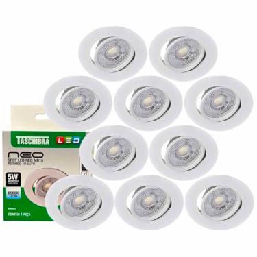 Imagem de Kit 10 Spot Led Neo Mr16 Embutir Redonda 5w Taschibra 6500k