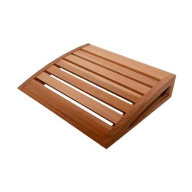 Imagem de Fenteer Apoio de cabeça de madeira para sauna, travesseiro de pescoço, leve, ergonômico, moderno, para relaxamento, suprimentos de travesseiro de sauna para