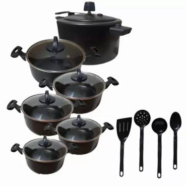 Imagem de Conjunto Teflon Preto Antiaderente Com 10 Peças
