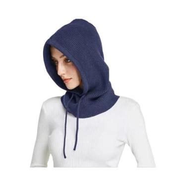 Imagem de Gorro De Inverno Feminino Quente De Cashmere Tricotado Com Capuz E Cob
