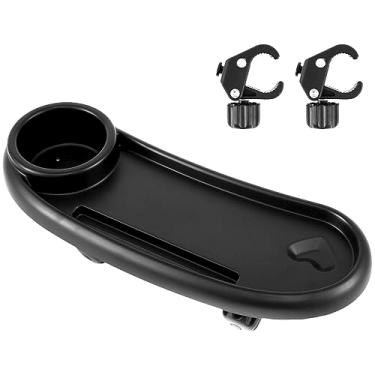 Imagem de FALESOUL Bandeja de lanche universal para carrinho de bebê, acessório para bandeja de lanche com suporte de copo, acessórios de carrinho de bebê com clipe removível antiderrapante para bebês pequenos