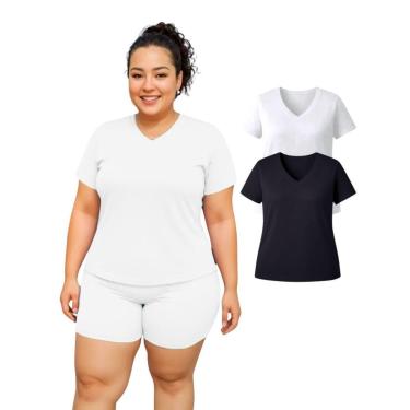 Imagem de Kit 2 Camiseta Manga Curta Dry Fitness Academia Plus Size-Feminino