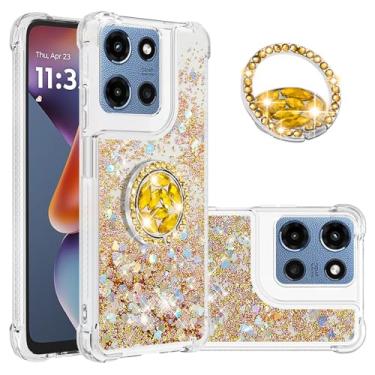 Imagem de Dinglijia Capa Slim Fit para Motorola G Stylus 5G 2025, capa de silicone com glitter líquido efeito areia movediça, capa de proteção resistente antiqueda para Moto G Stylus 5G 2025, WZ Golden