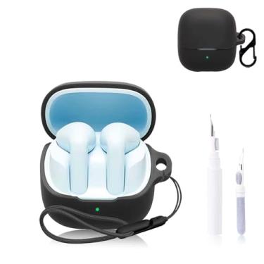 Imagem de Capa para Baseus Bass BS1, capa protetora para fone de ouvido NOUKAJU (com mosquetão + cordão + caneta de limpeza) à prova de quedas, arranhões, à prova de choque, capa para Baseus Bass BS1 (preto)